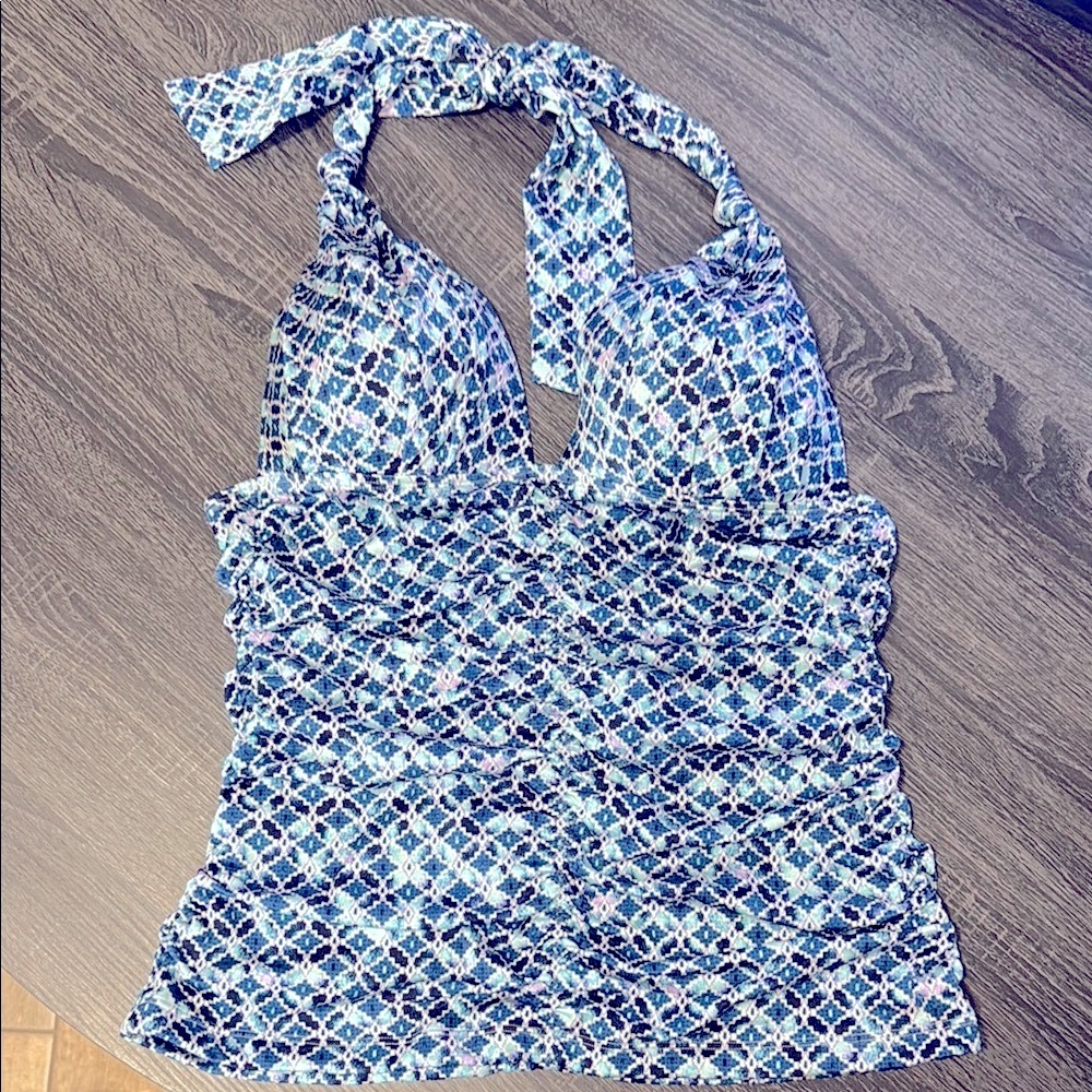 Athleta Blue Patterned Women's Swim Top